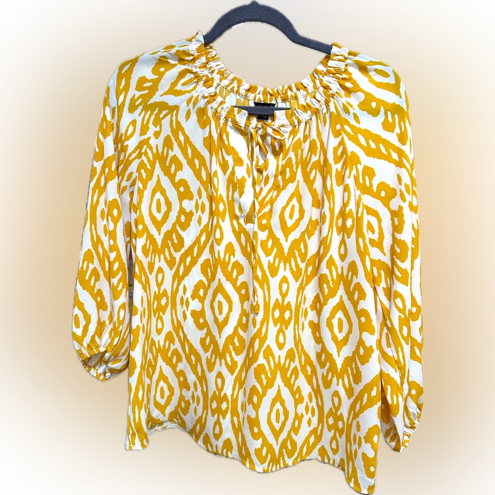 Ann Taylor mixed media tie neck top